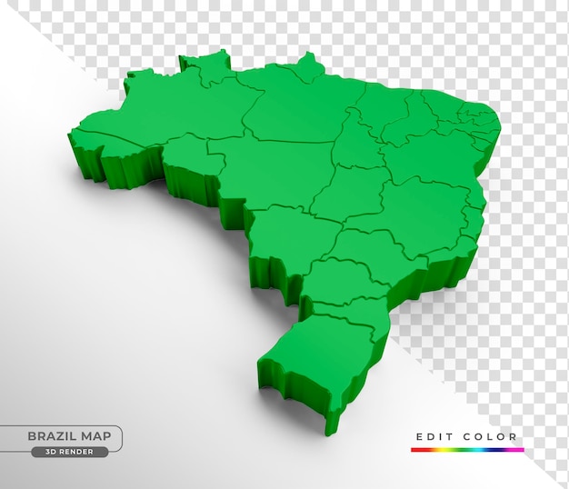 Mapa isométrico de brasil en render 3d con división estatal