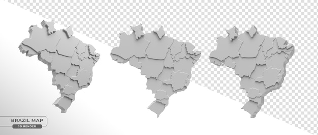 Mapa isométrico de Brasil en varias perspectivas en 3D Render