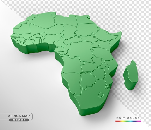 Mapa isométrico da África com bandeira em 3d render