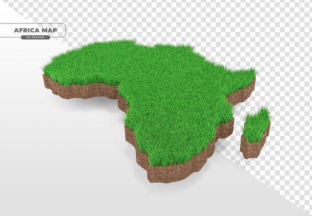 Mapa isométrico da África com grama em renderização 3d realista