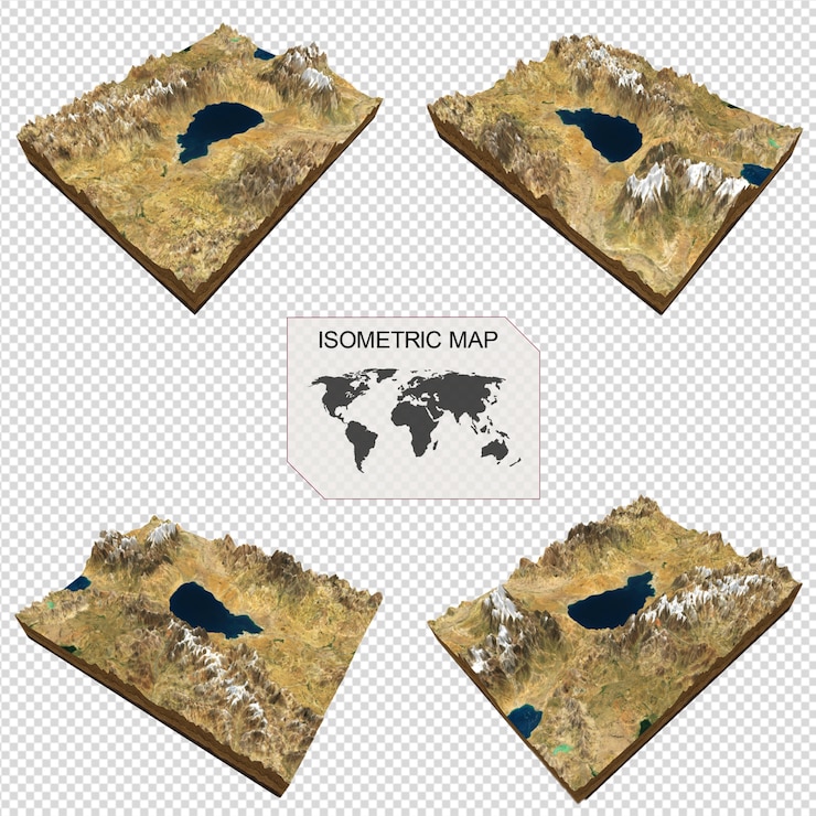 PSD mapa isométrico virtual terreno 3d para infografía retrato de mujer hermosa