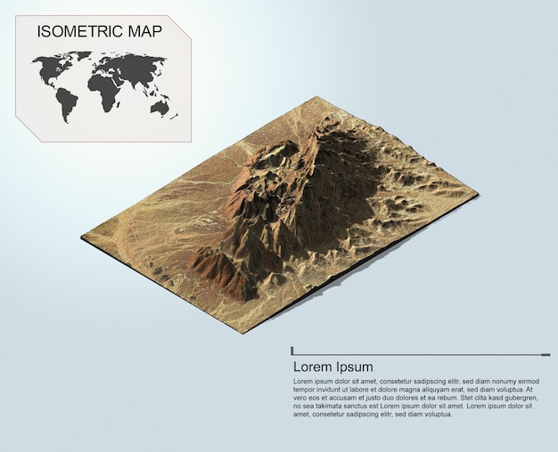 PSD mapa isométrico virtual terreno 3d para infográfico.