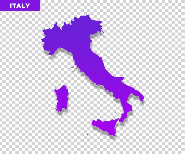 PSD el mapa de italia en color púrpura sobre un fondo transparente