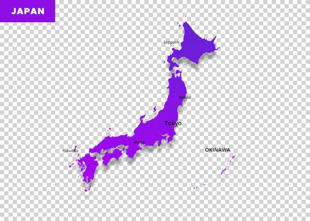 Mapa de Japón sobre fondo transparente