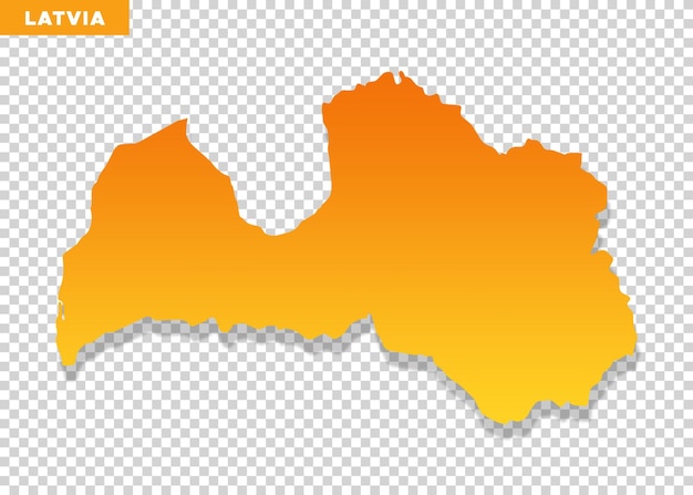 El mapa de Letonia en color naranja sobre un fondo transparente