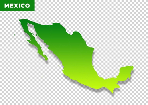 PSD el mapa de méxico en color verde sobre un fondo transparente