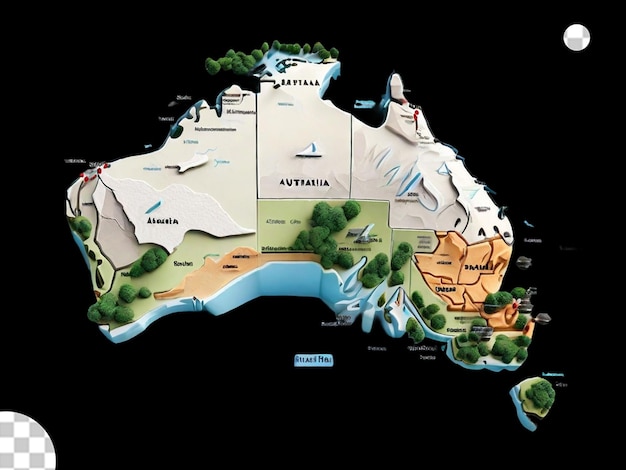 PSD un mapa modal austral en 3d