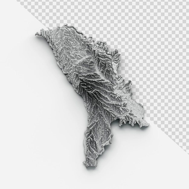 PSD mapa de moldavia bandera de moldavia relieve sombreado mapa de altura de color sobre fondo aislado ilustración 3d