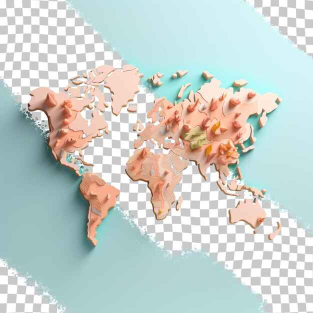 PSD mapa mundial en tres dimensiones.