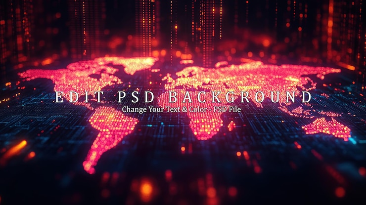 PSD mapa del mundo digital