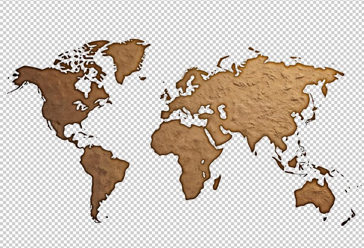 PSD un mapa del mundo con un mapa del mundo en un fondo transparente