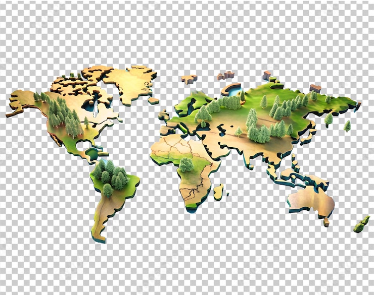 PSD un mapa del mundo con la palabra mapa aislado en un fondo transparente png y psd