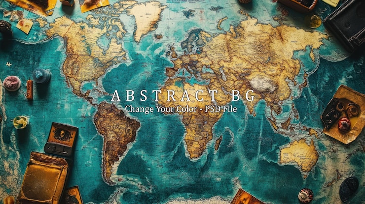 PSD mapa del mundo viajes y exploración