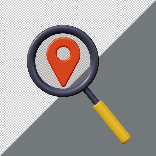 Mapa de pista de seguimiento de ubicación Icono de búsqueda de ubicación 3d render