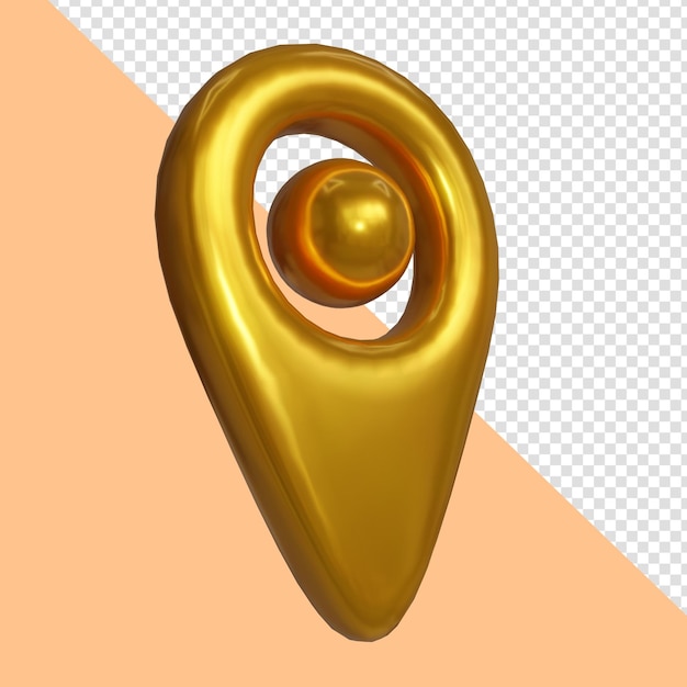 PSD mapa punto oro 3d icono render