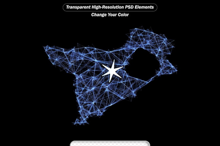 PSD mapa de la red digital de ecuador línea de conexión abstracta y punto