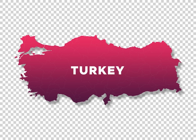Mapa de Turquía sobre un fondo transparente