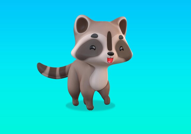 PSD un mapache corriendo con un fondo azul.