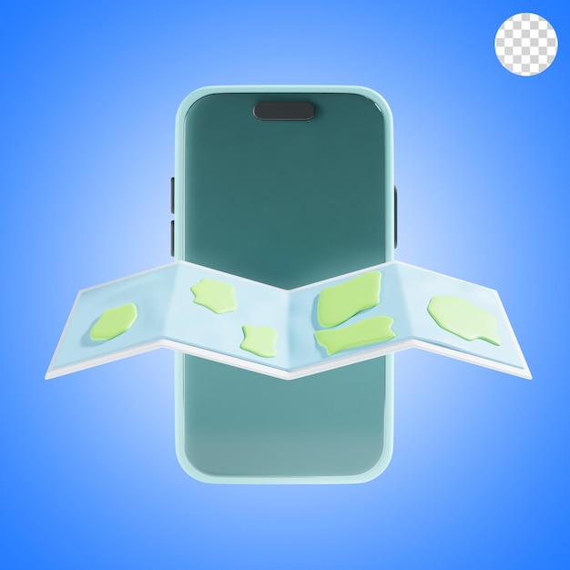 mapas en el teléfono inteligente ilustración 3D