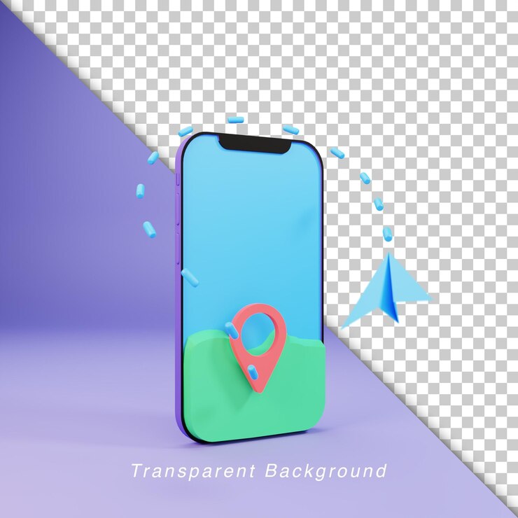 PSD mapas de viaje para teléfonos inteligentes con aviones de papel ilustración 3d