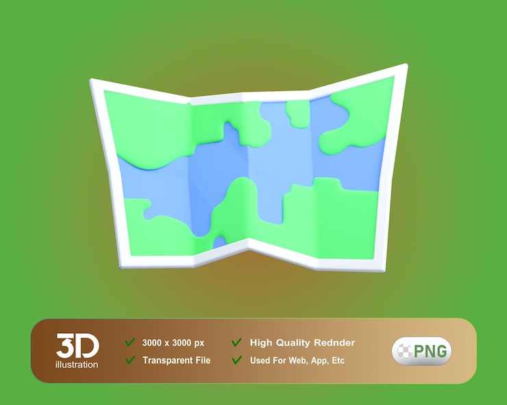 PSD mappa 3d illustrazione 3d viaggio