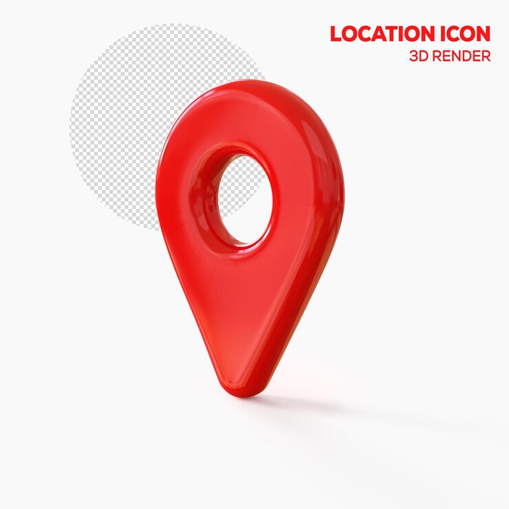 PSD mappa 3d rossa realistica pin gps puntatore marcatori puntatore località icona