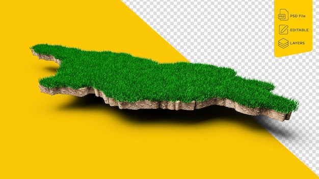 Mappa della Georgia della geologia del suolo sezione trasversale con illustrazione 3D dell'erba verde