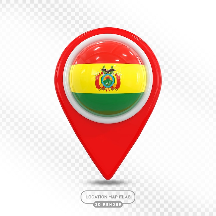 PSD mappa della posizione della bolivia bandiera 3d render