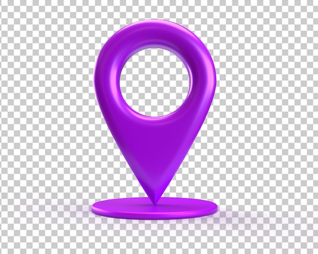 Mappa pin posizione viola segno di puntatore 3d