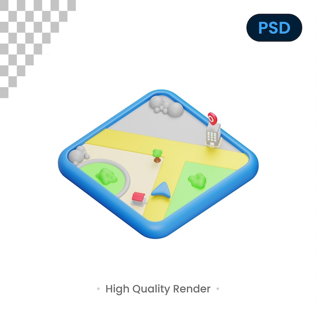 Mappa Posizione Icona 3D Psd Premium