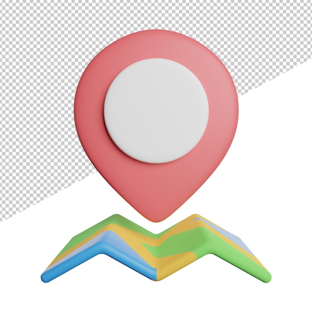 Maps Location Guidance vue de face rendu 3d icône illustration sur fond transparent