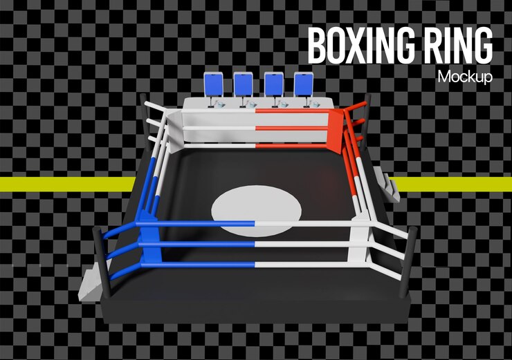 PSD maqueta en 3d de la arena del ring de boxeo
