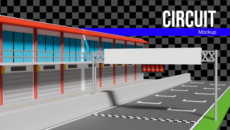 PSD una maqueta 3d del circuito de parada en boxes del circuito de paddock