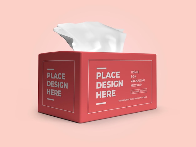 Maqueta 3D de empaque de caja de pañuelos modelo PSD