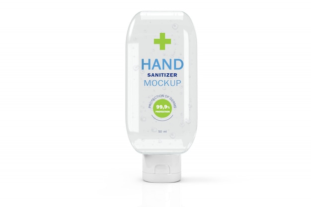 Maqueta 3d de flacon transparente para desinfectante de manos