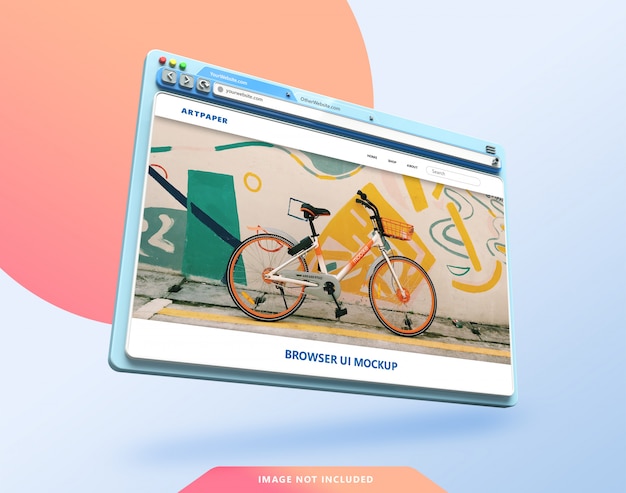 Maqueta 3d de interfaz de usuario del navegador web con color pastel