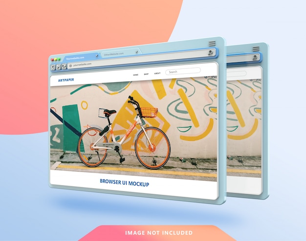 PSD maqueta 3d de interfaz de usuario del navegador web con color pastel