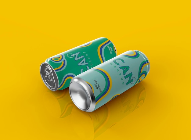 Maqueta 3d de latas de refresco de 500 ml