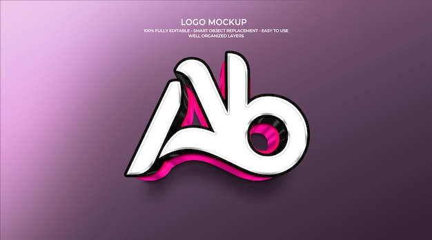 Maqueta 3D del logotipo con las letras AB