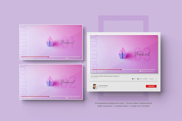 PSD maqueta 3d en miniatura de youtube