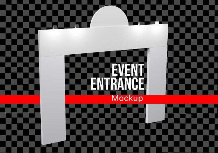 PSD una maqueta 3d de la puerta de entrada a la línea de meta del evento