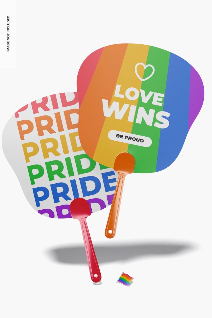 PSD maqueta de abanicos promocionales del orgullo, flotante