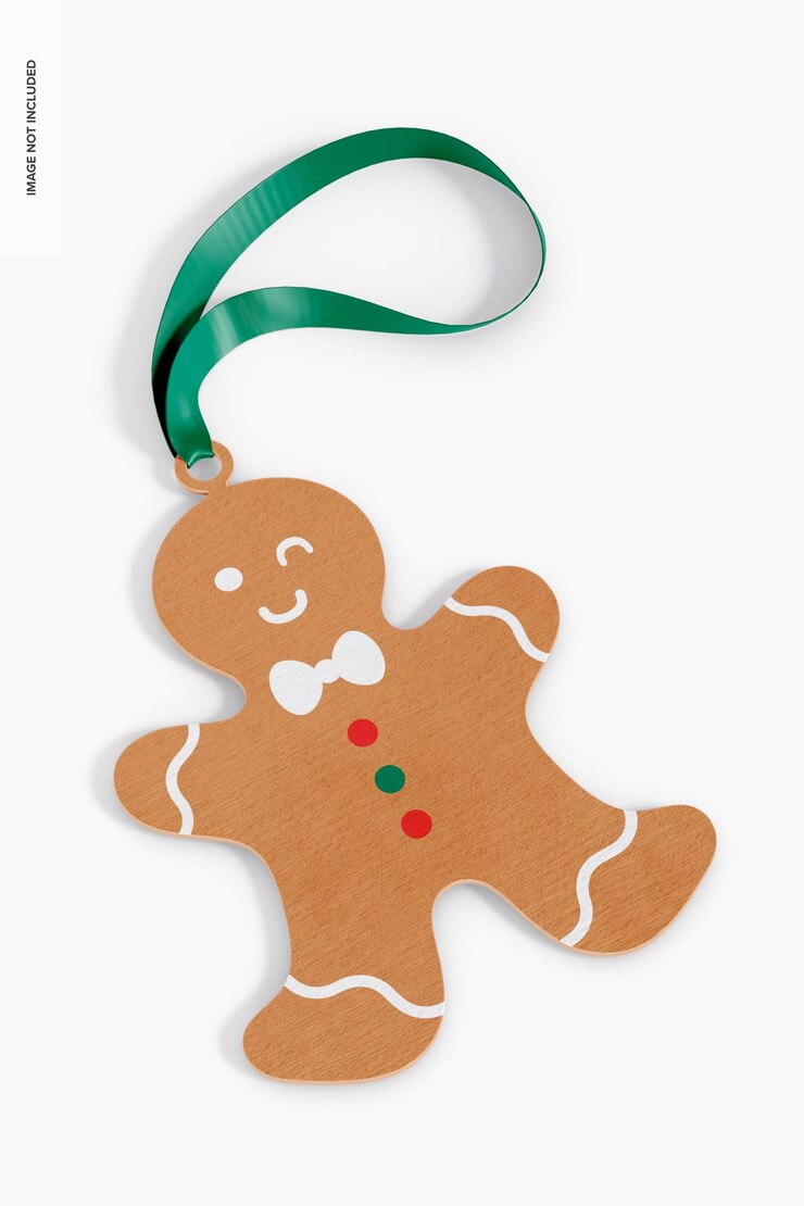 PSD maqueta de adorno navideño de pan de jengibre, vista izquierda