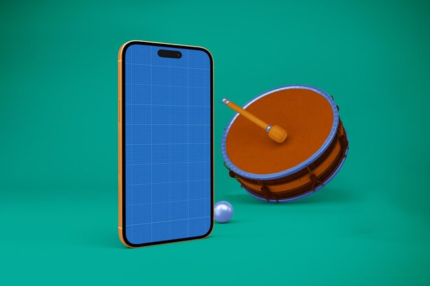 Maqueta de la aplicación de pantalla Ramadan Phone 14 Pro