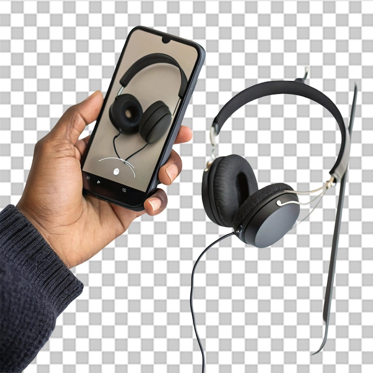 PSD maqueta de auriculares aislada sobre un fondo transparente