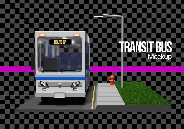 PSD maqueta de autobús de tránsito de dibujos animados en 3d