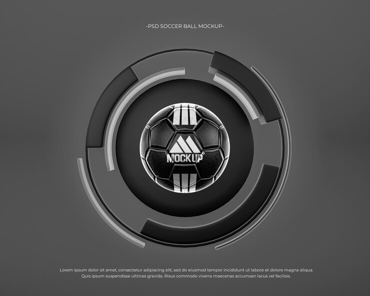 PSD maqueta de balón de fútbol monocromática