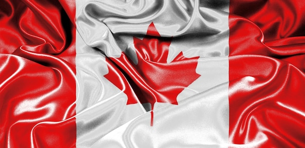 Maqueta de bandera de canadá con textura de tela