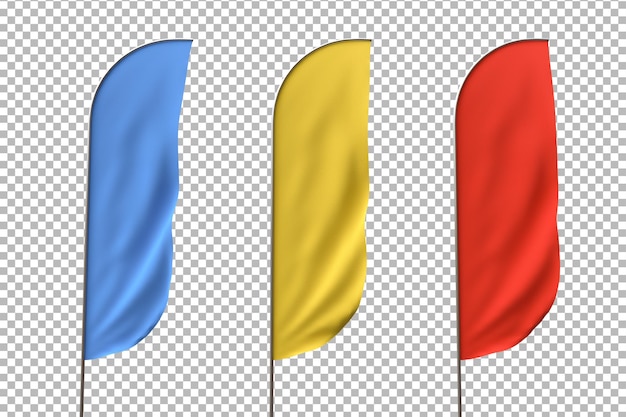 Maqueta de bandera en movimiento en transparente