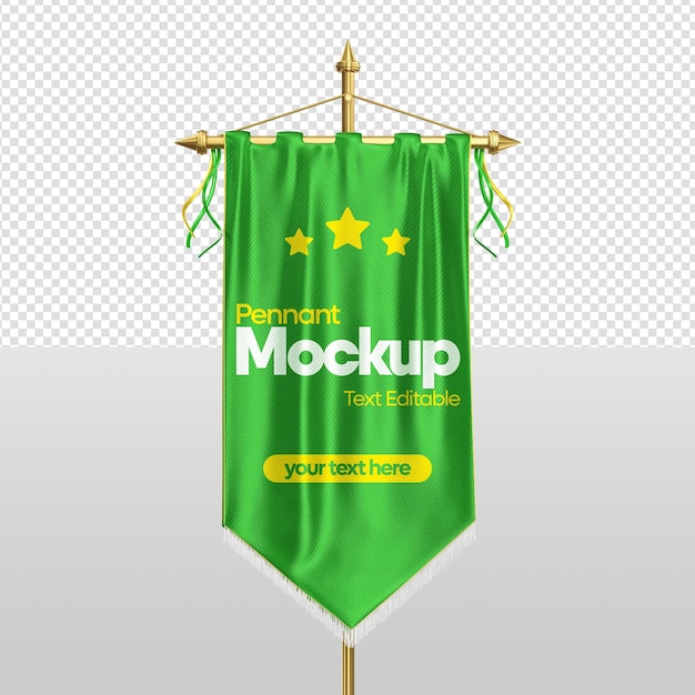 Maqueta de banderín de bandera Texto de renderizado 3D editable